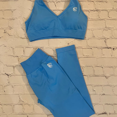 Blue V-Neck Halter Set